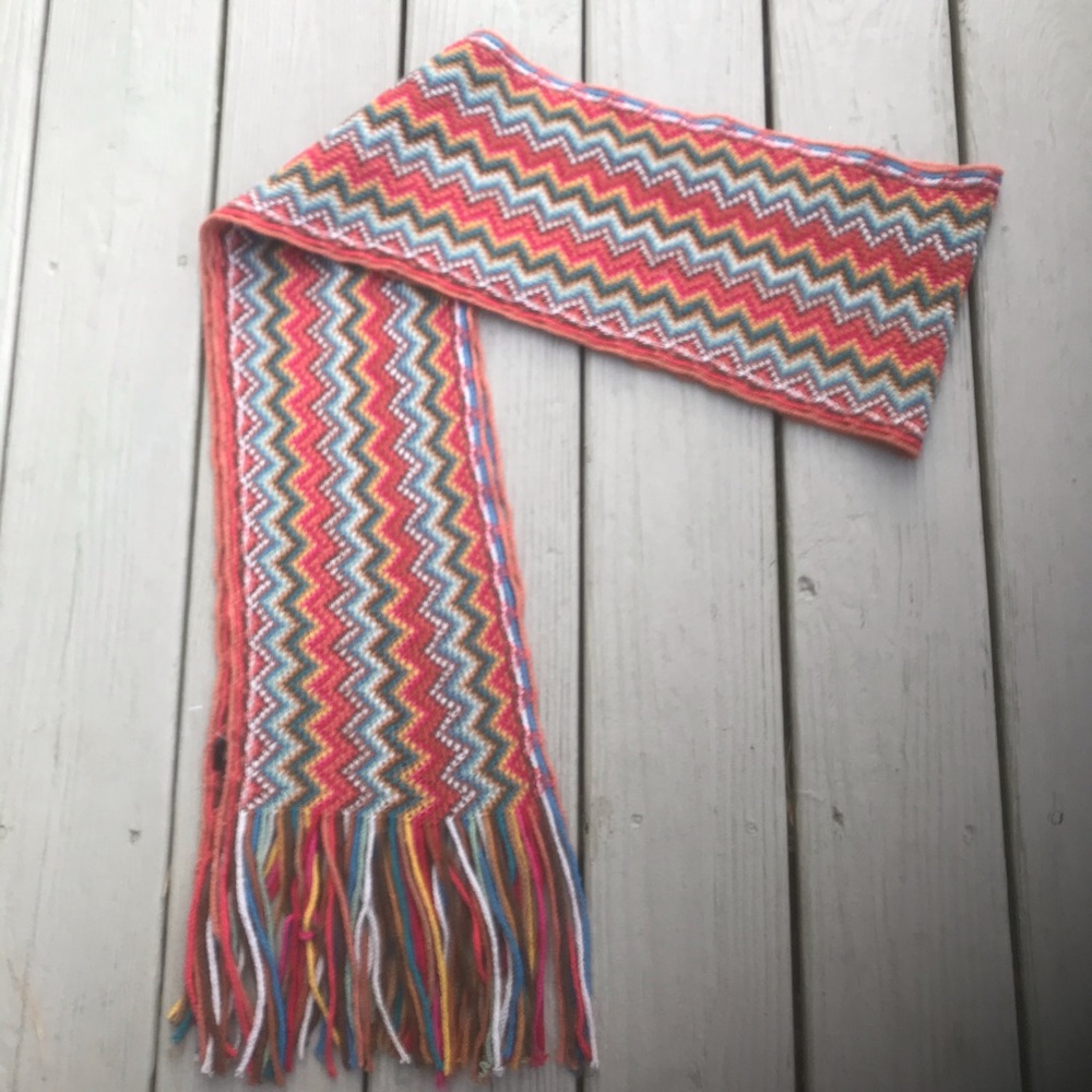 NEW Fancy woven long chevron pattern long colorful scarf with fringe